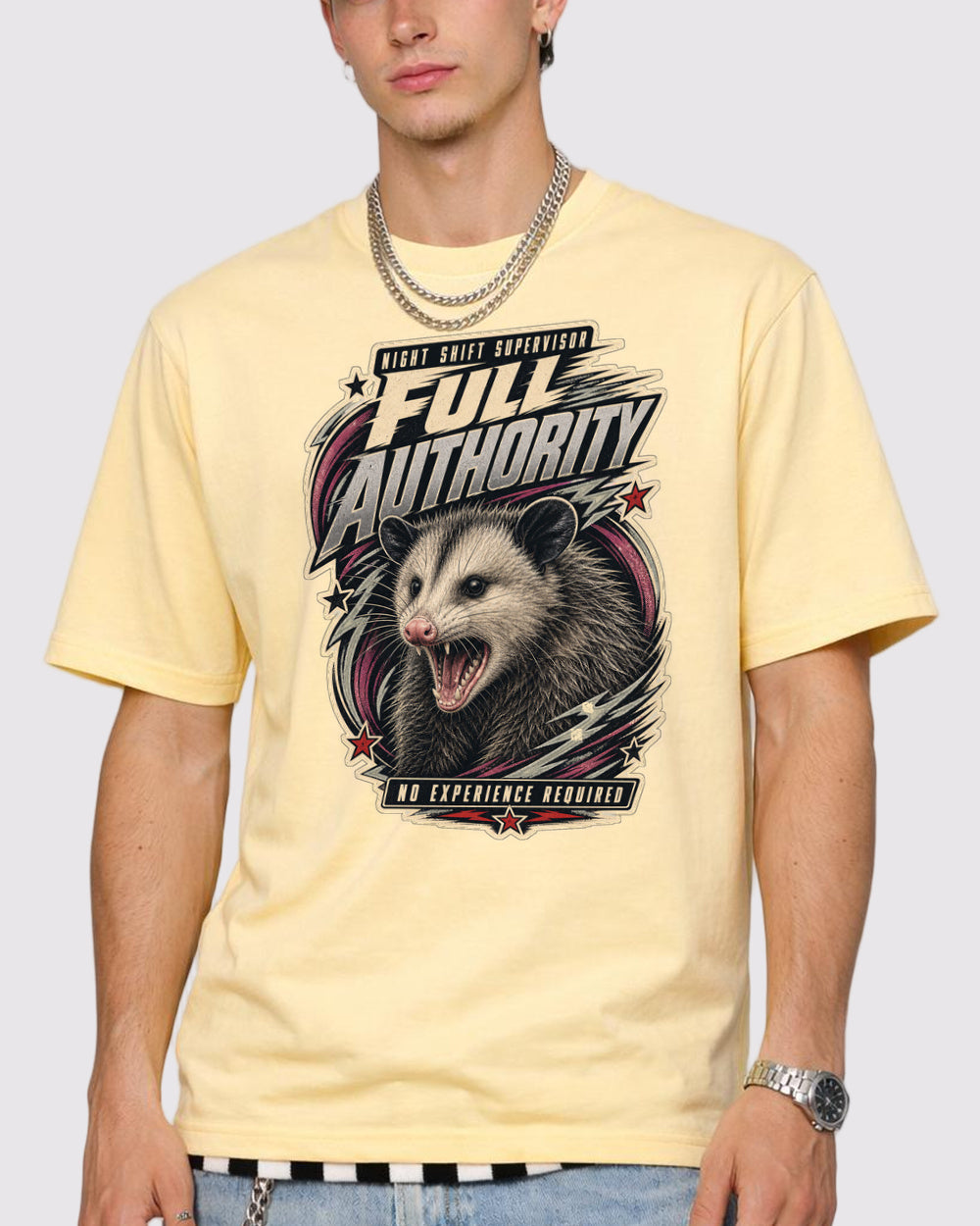 Night Shift Supervisor No Experience Dark Graphic T-Shirt, primary front view, image 1