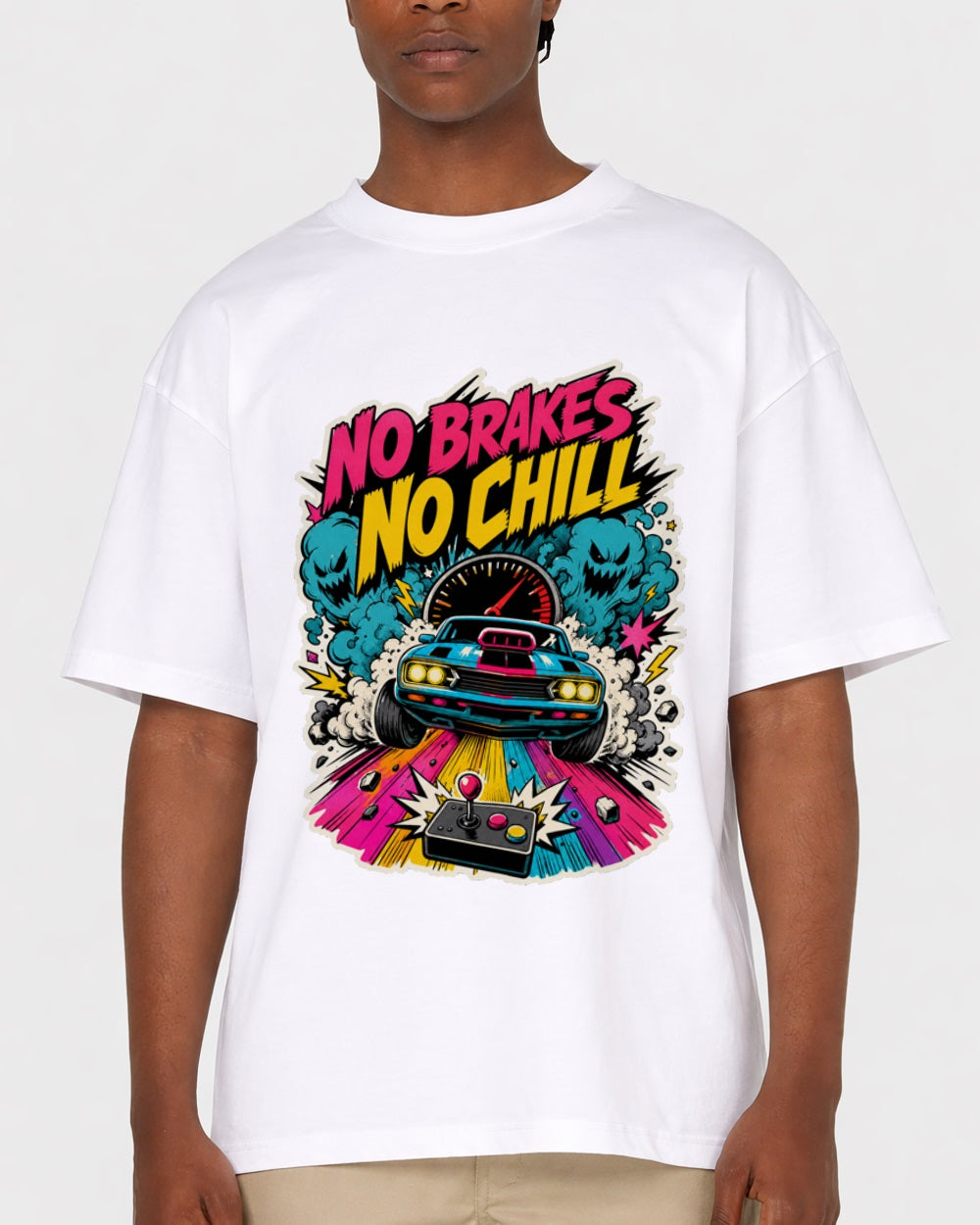 No Brakes No Chill Streetwear Graphic T-Shirt, primary front view, image 1