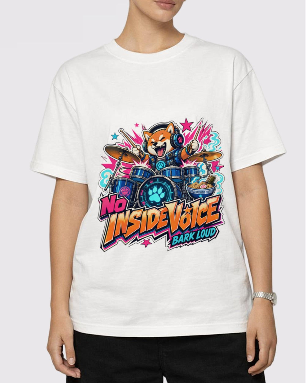 No Inside Voice Streetwear Graphic T-Shirt, primary front view, image 1