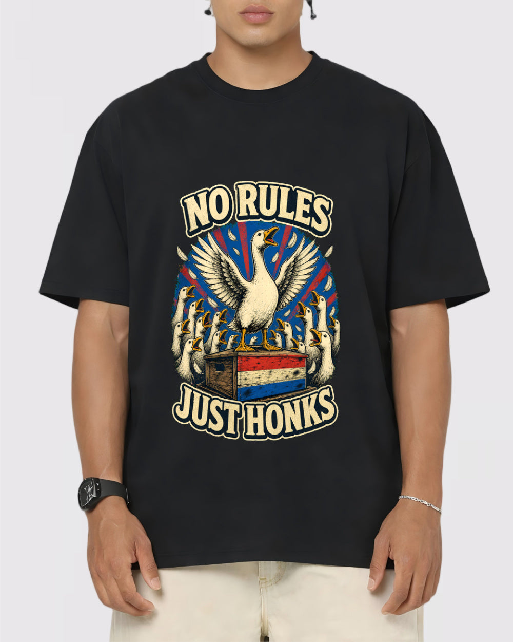 No Rules Just Honks Animal Graphic T-Shirt, primary front view, image 1