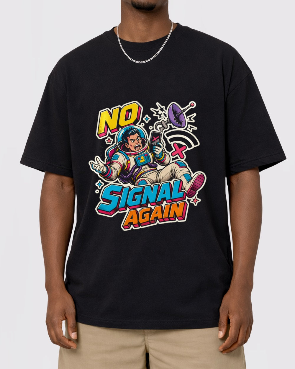 White No Signal Again Gaming Graphic T-Shirt primary front view 1 image