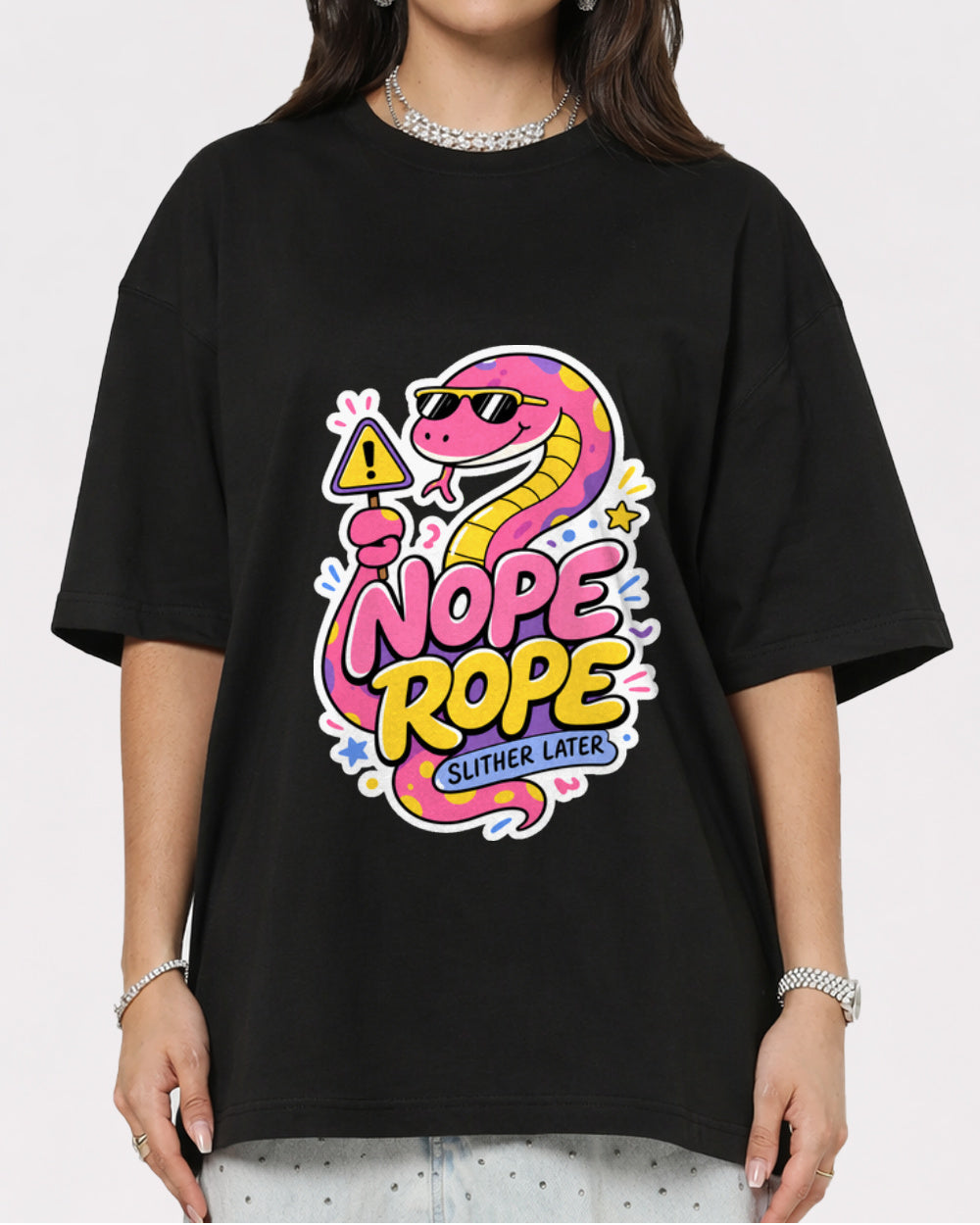White Nope Rope Snake Graphic T-Shirt primary front view 1 image