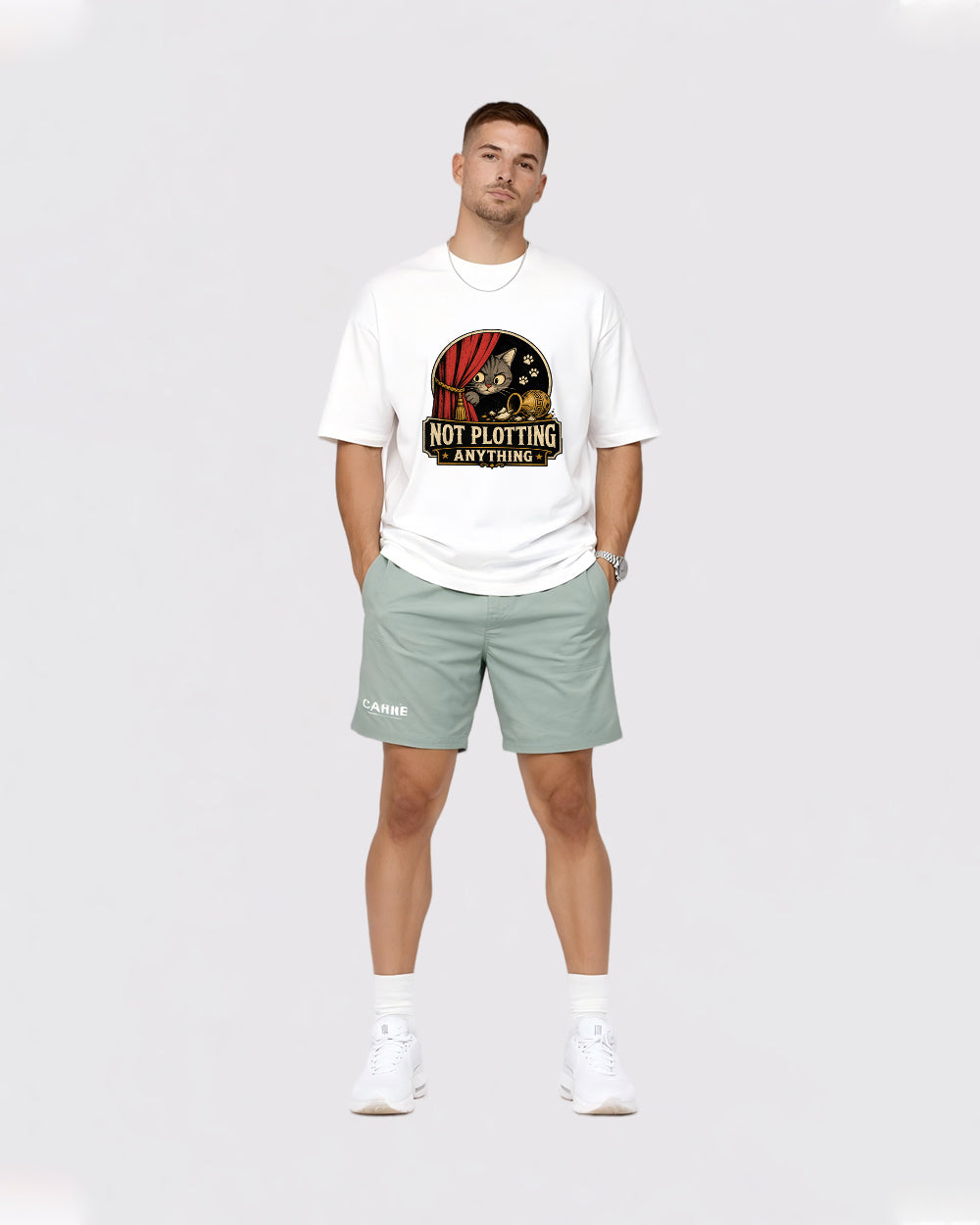 Not Plotting Anything Animal Graphic T-Shirt, full body fit view, image 2