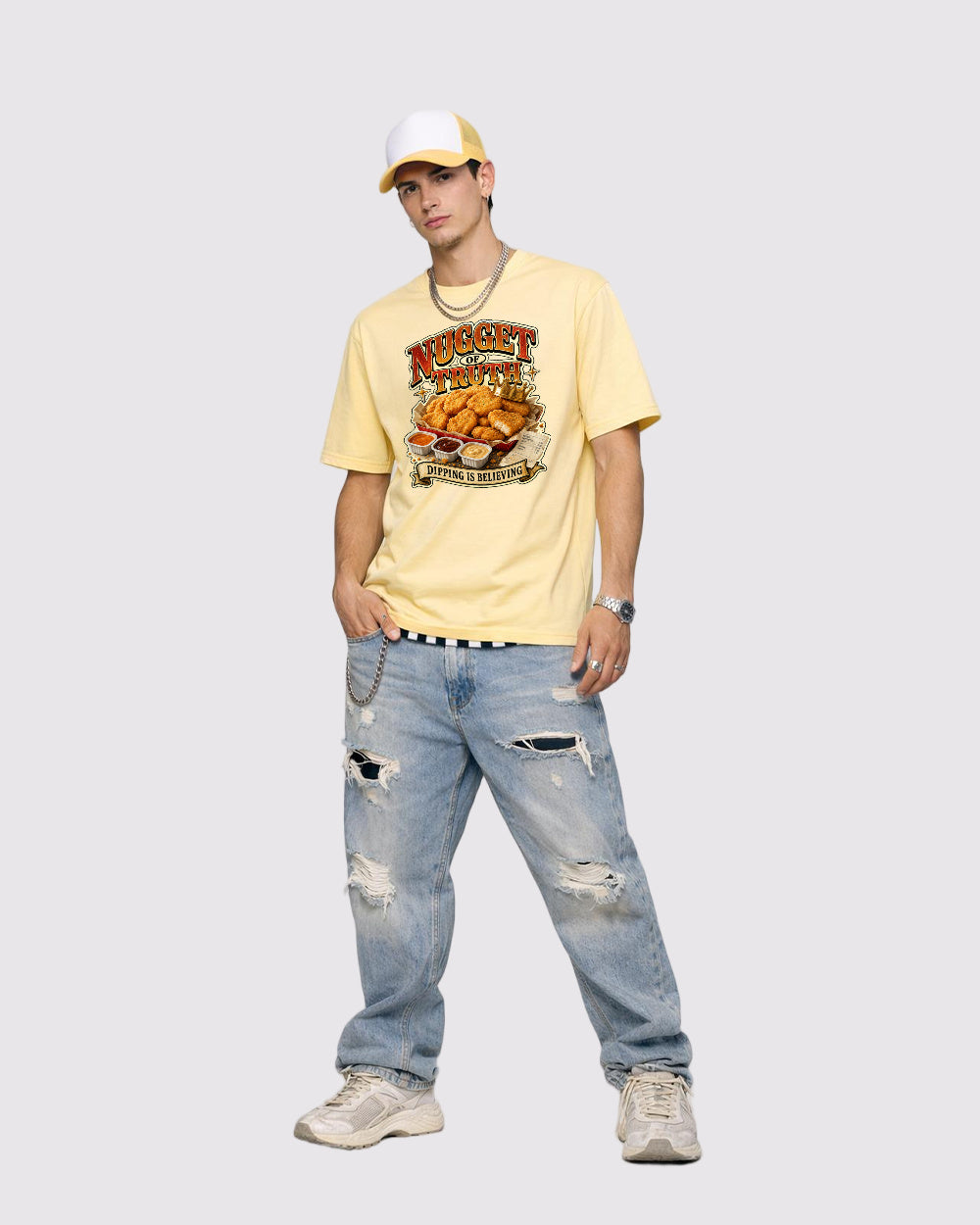 Nugget Of Truth Food Graphic T-Shirt, full body fit view, image 2