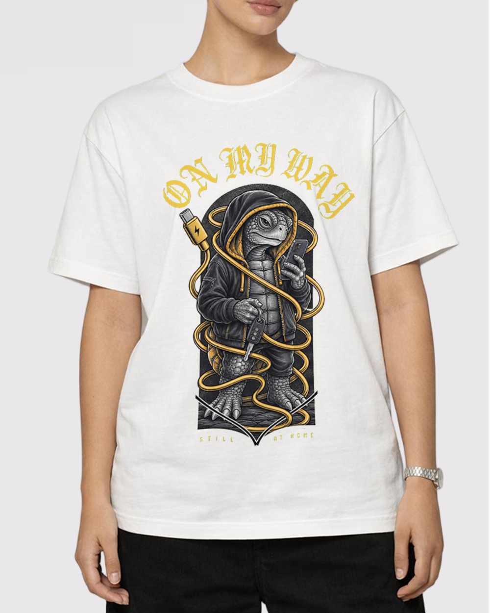 On My Way, Still At Home Retro Graphic T-Shirt, primary front view, image 1