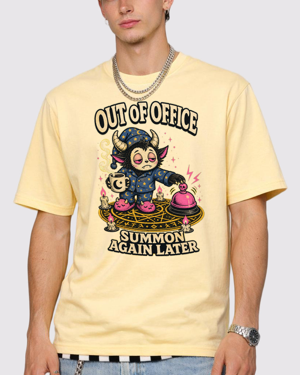 Out Of Office, Summon Again Later Retro Graphic T-Shirt, primary front view, image 1