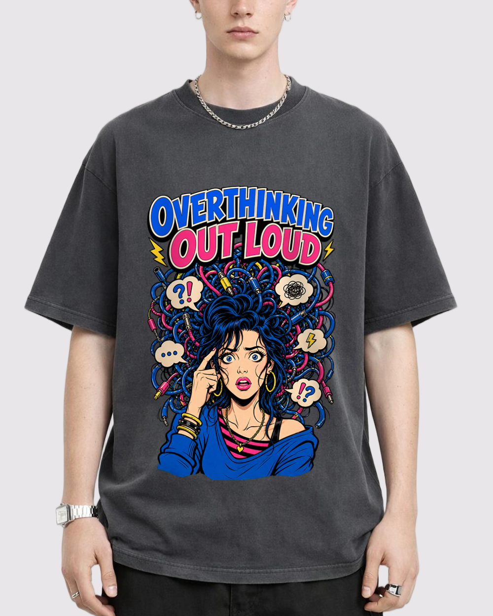 Overthinking Out Loud Retro Graphic T-Shirt, primary front view, image 1