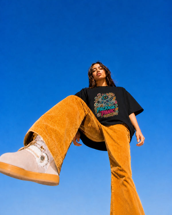 Package Panic, Left At Who Knows Streetwear Graphic T-Shirt, lifestyle view, image 8