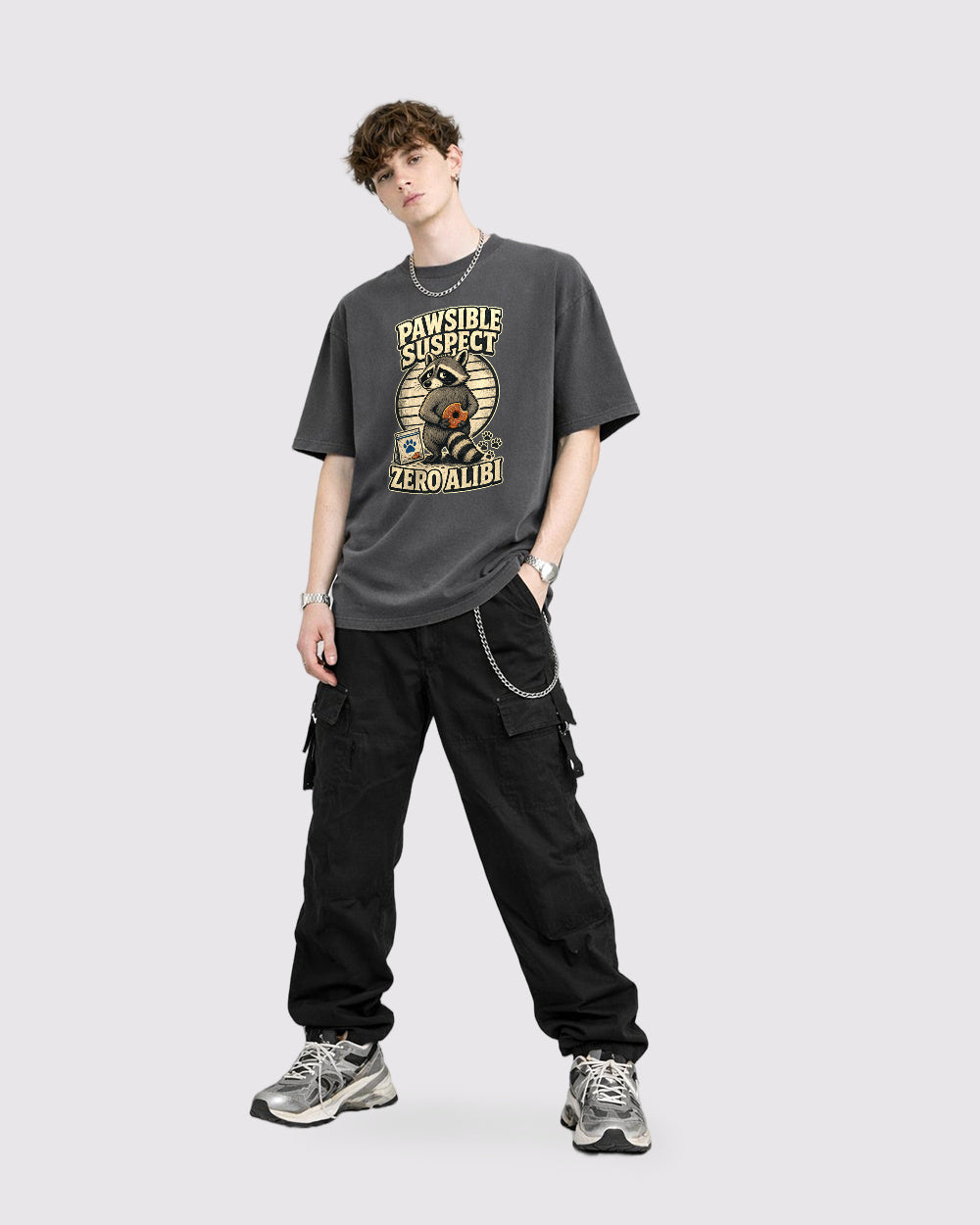 Pawsible Suspect, Zero Alibi Animal Graphic T-Shirt, full body fit view, image 2