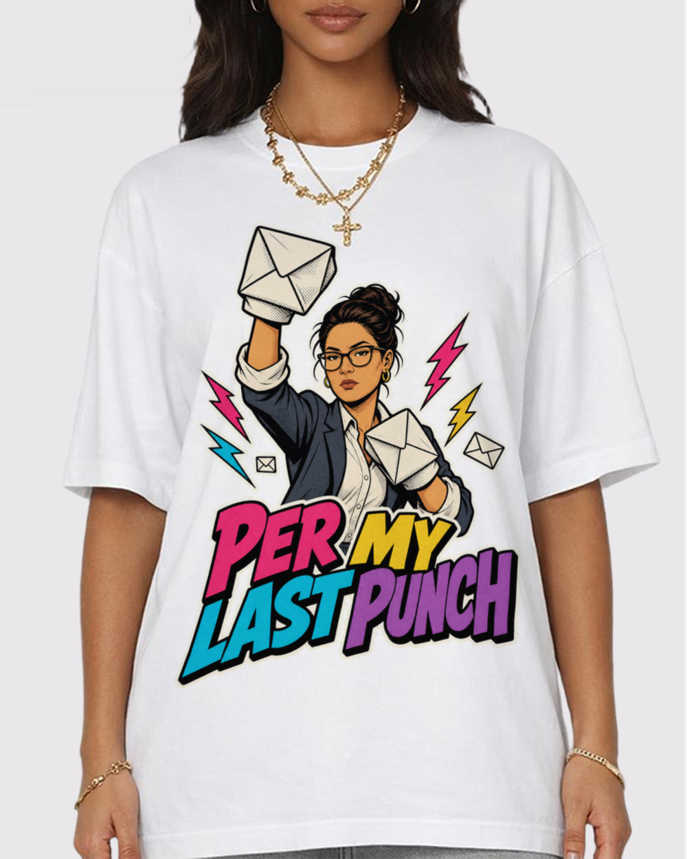 White Per My Last Punch Graphic T-Shirt primary front view 1 image