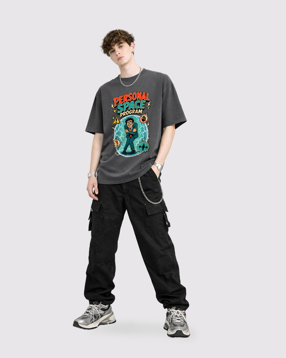Personal Space Program Retro Graphic T-Shirt, full body fit view, image 2