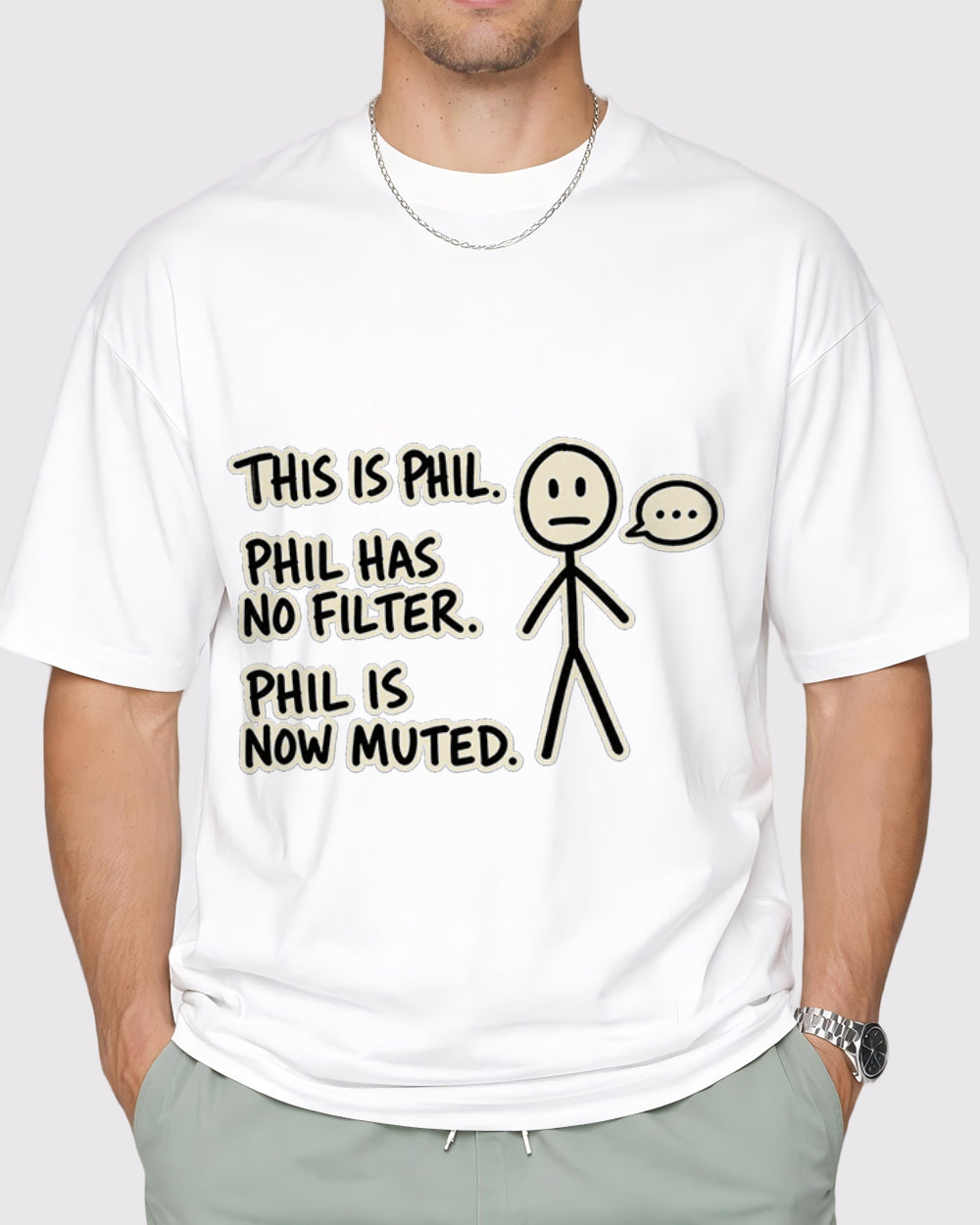 White Phil Has No Filter Graphic T-Shirt primary front view 1 image