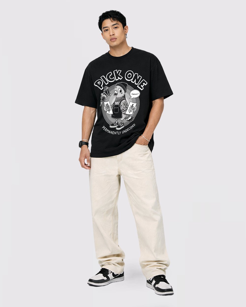 Pick One Forever Retro Graphic T-Shirt, full body fit view, image 2