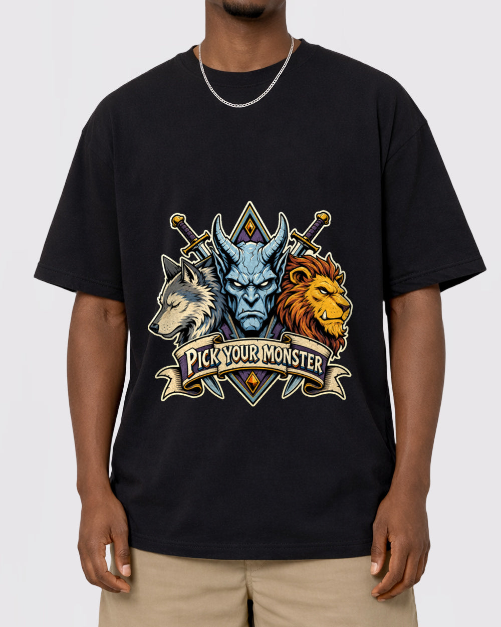 Pick Your Monster Dark Graphic T-Shirt, primary front view, image 1