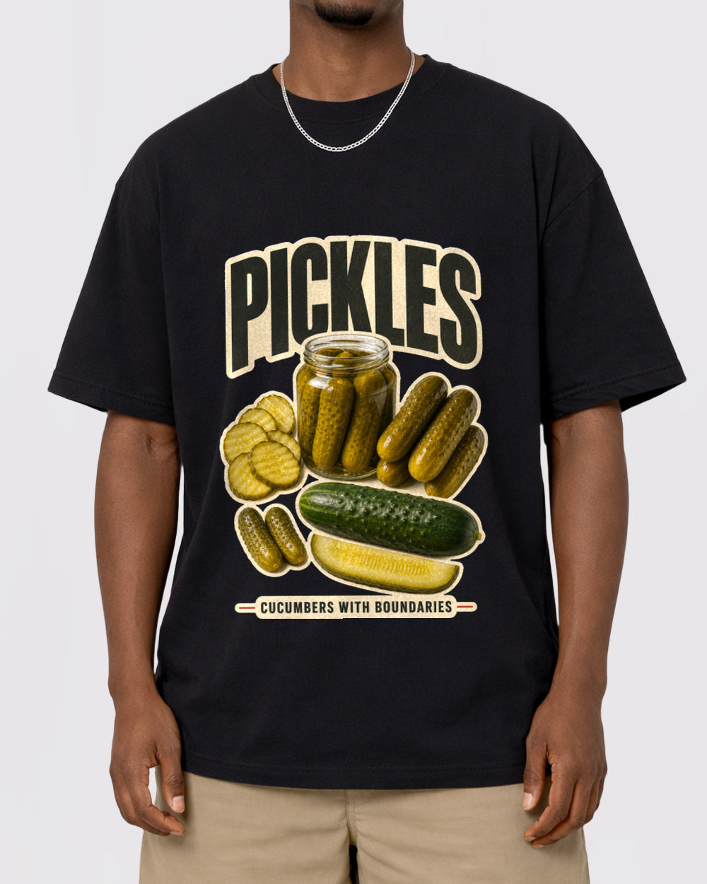 Pickles Cucumbers with Boundaries Food Graphic T-Shirt, primary front view, image 1