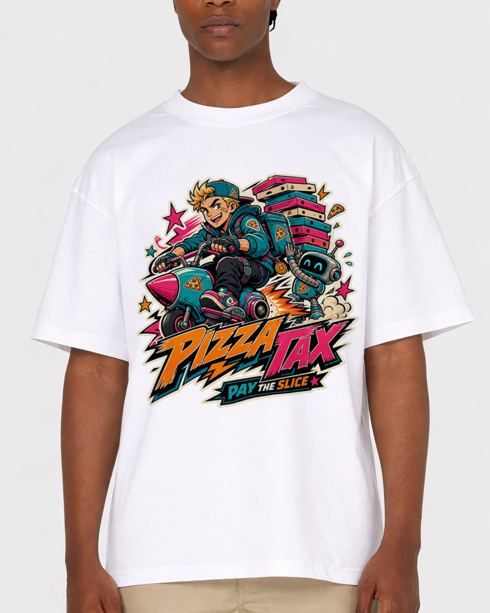Pizza Tax, Pay The Slice Streetwear Graphic T-Shirt, primary front view, image 1