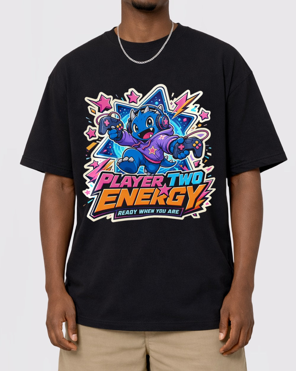 Player Two Energy, Ready When You Are Streetwear Graphic T-Shirt, primary front view, image 1