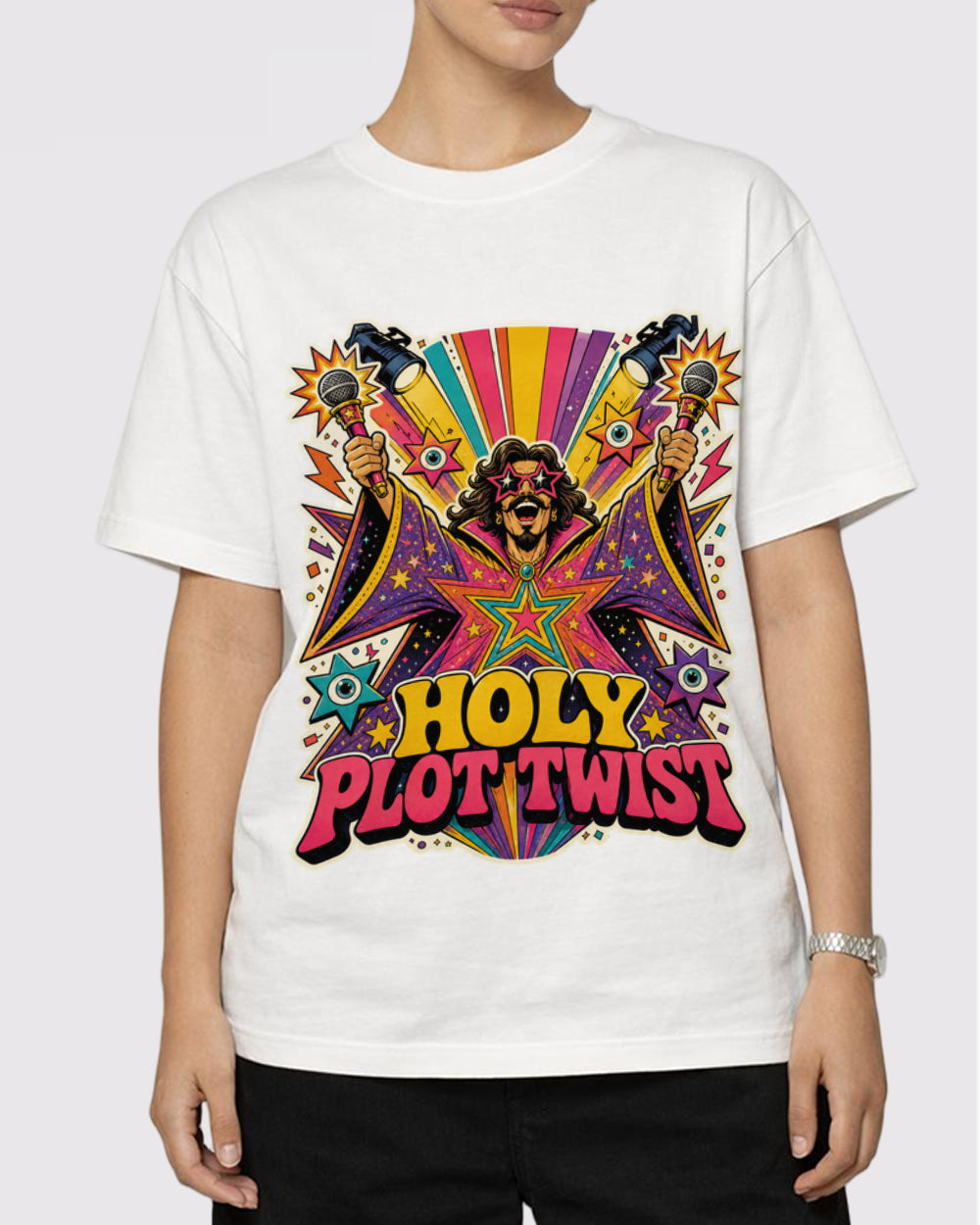 White Plot Twist Graphic T-Shirt primary front view 1 image