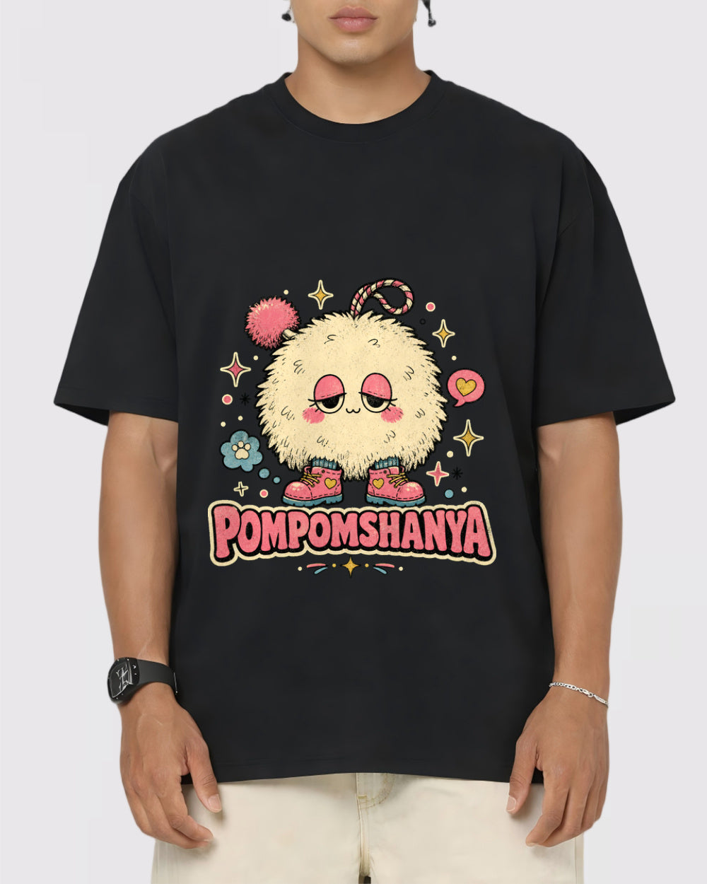 Pompomshanya Dog Dark Graphic T-Shirt, primary front view, image 1