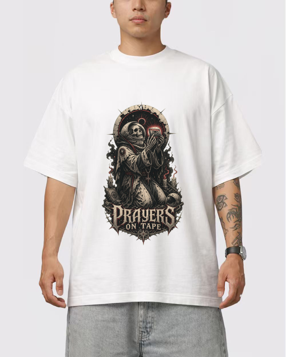 Prayers On Tape Dark Graphic T-Shirt, primary front view, image 1