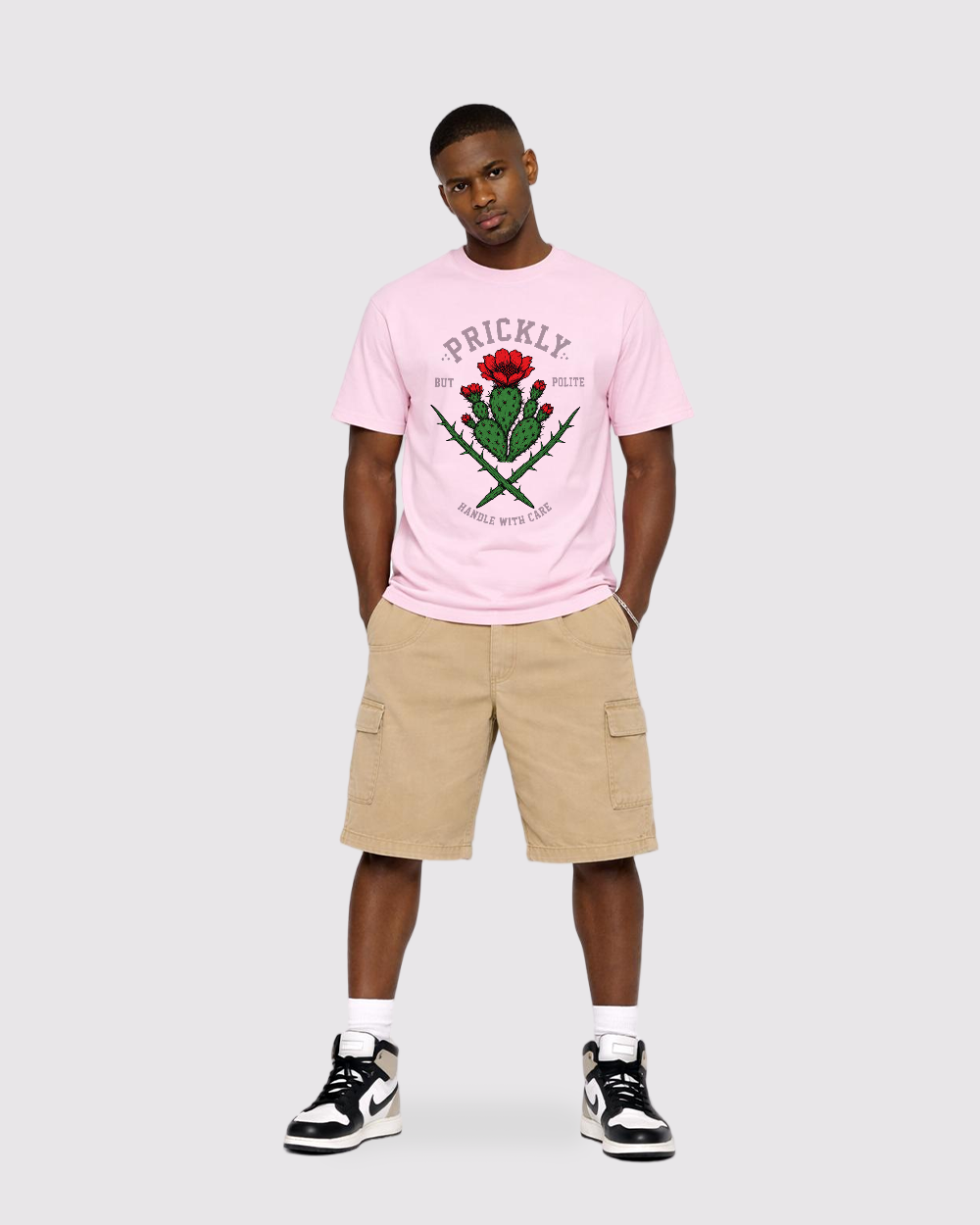 Prickly but Polite Retro Graphic T-Shirt, full body fit view, image 2