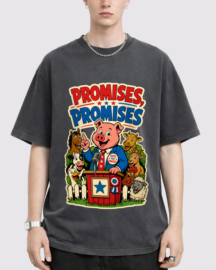 Promises Promises Funny Graphic T-Shirt, primary front view, image 1