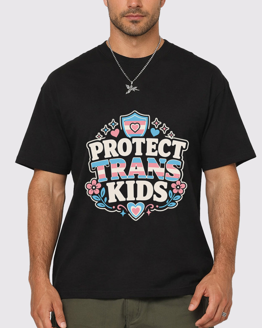 Protect Trans Kids Pop Culture Graphic T-Shirt, primary front view, image 1