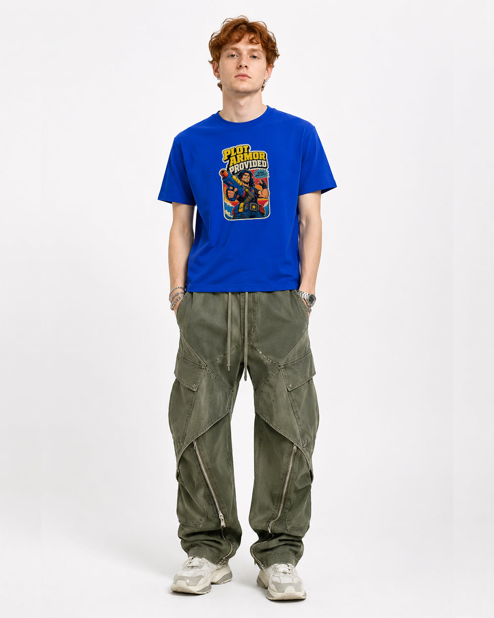 Provided Terms May Apply Gaming Graphic T-Shirt in Blue, front model view 5