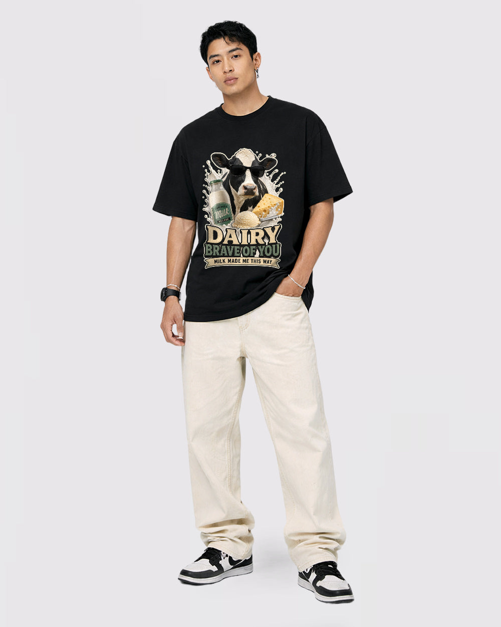 Pure Dairy, Brave Of You Food Graphic T-Shirt, full body fit view, image 2
