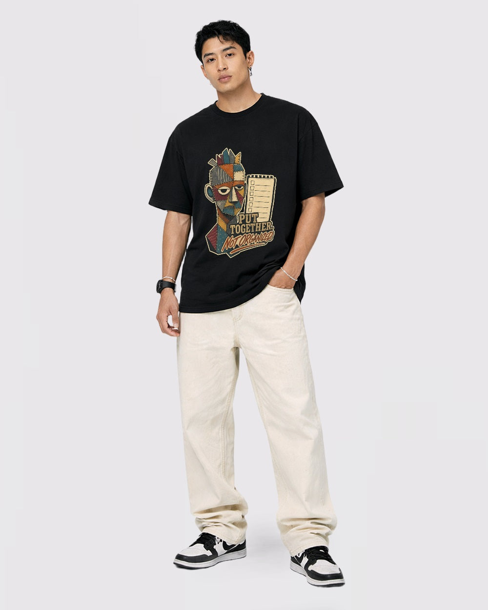 Put Together Not Organized Gaming Graphic T-Shirt, full body fit view, image 2