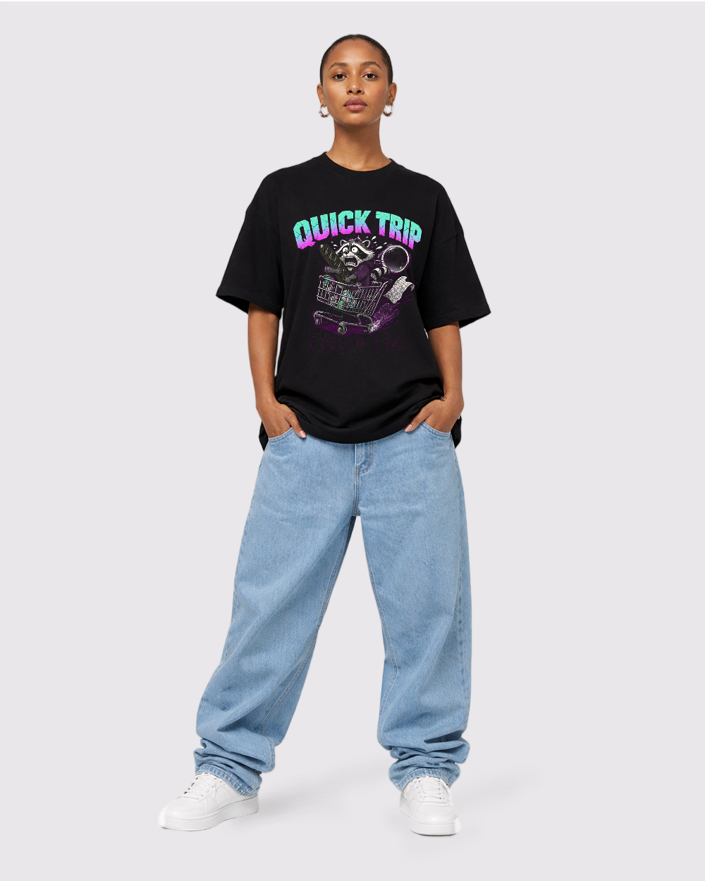 Quick Trip Back in Five Retro Graphic T-Shirt, full body fit view, image 2
