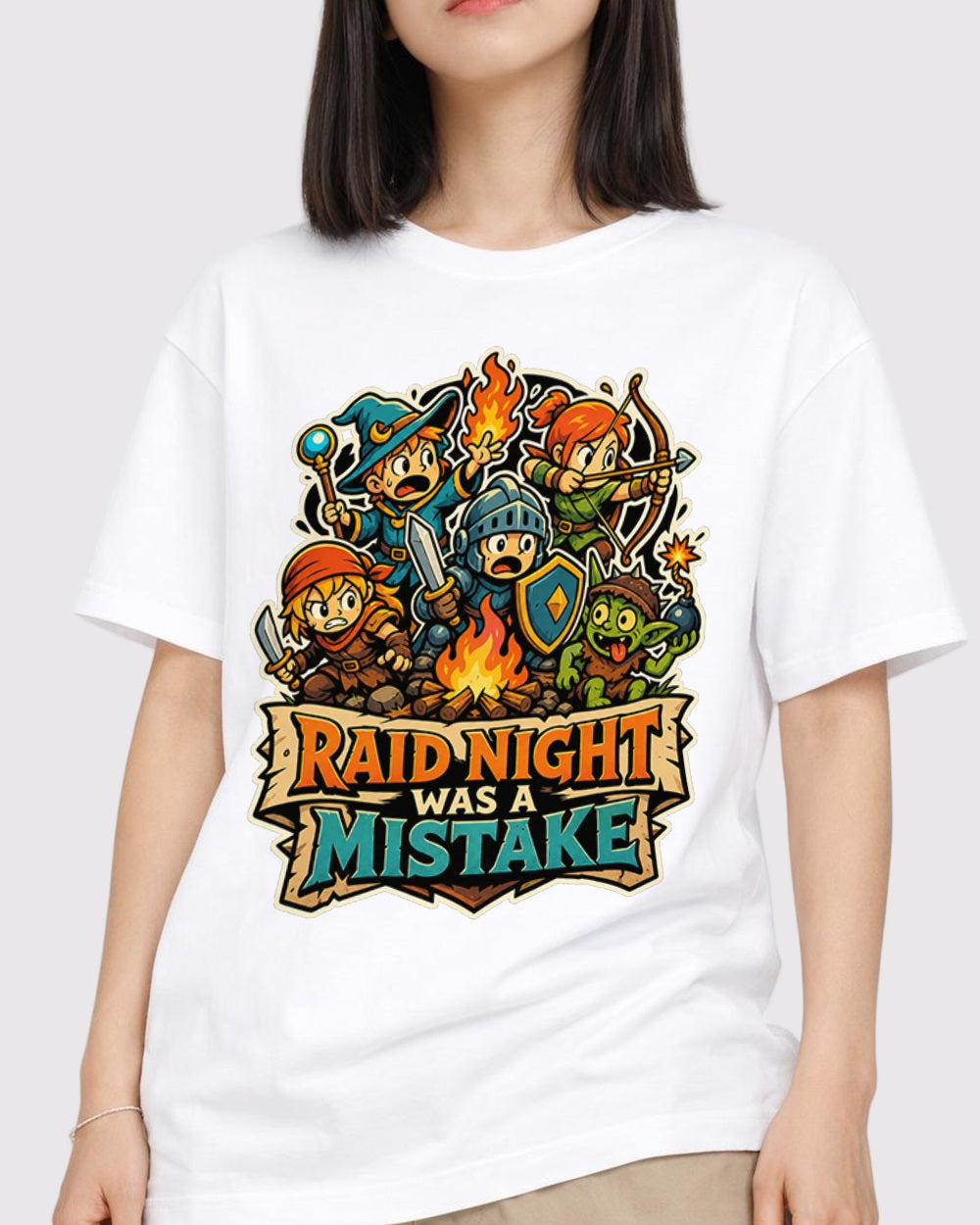 Raid Night Was A Mistake Gaming Graphic T-Shirt, primary front view, image 1