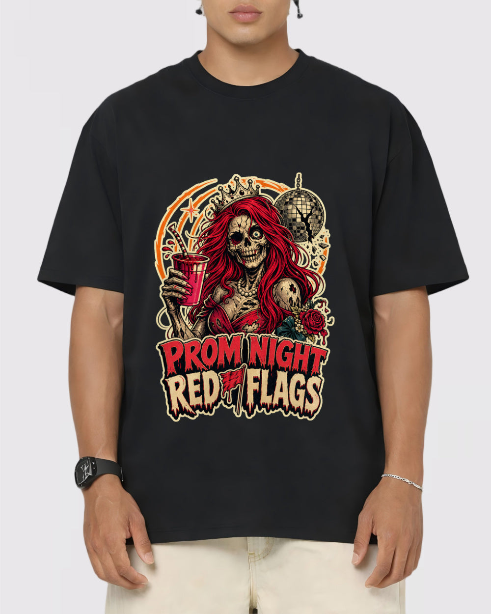 White Red Flags After Dark Graphic T-Shirt primary front view 1 image