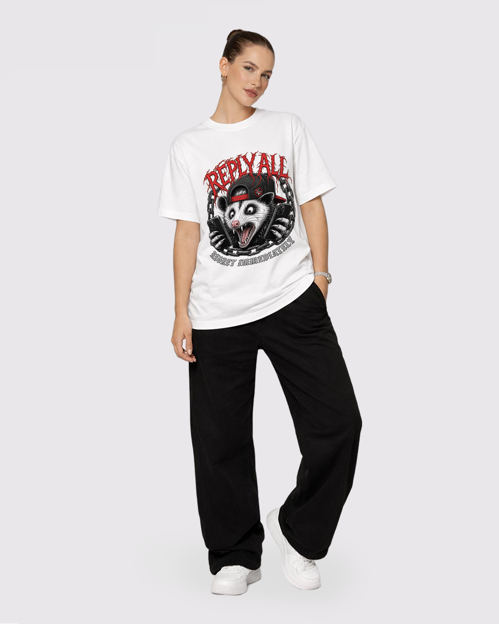 Reply All Retro Graphic T-Shirt, full body fit view, image 2