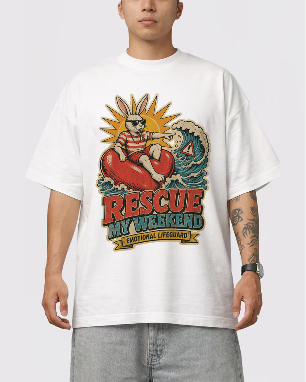 Rescue My Weekend Retro Graphic T-Shirt, primary front view, image 1