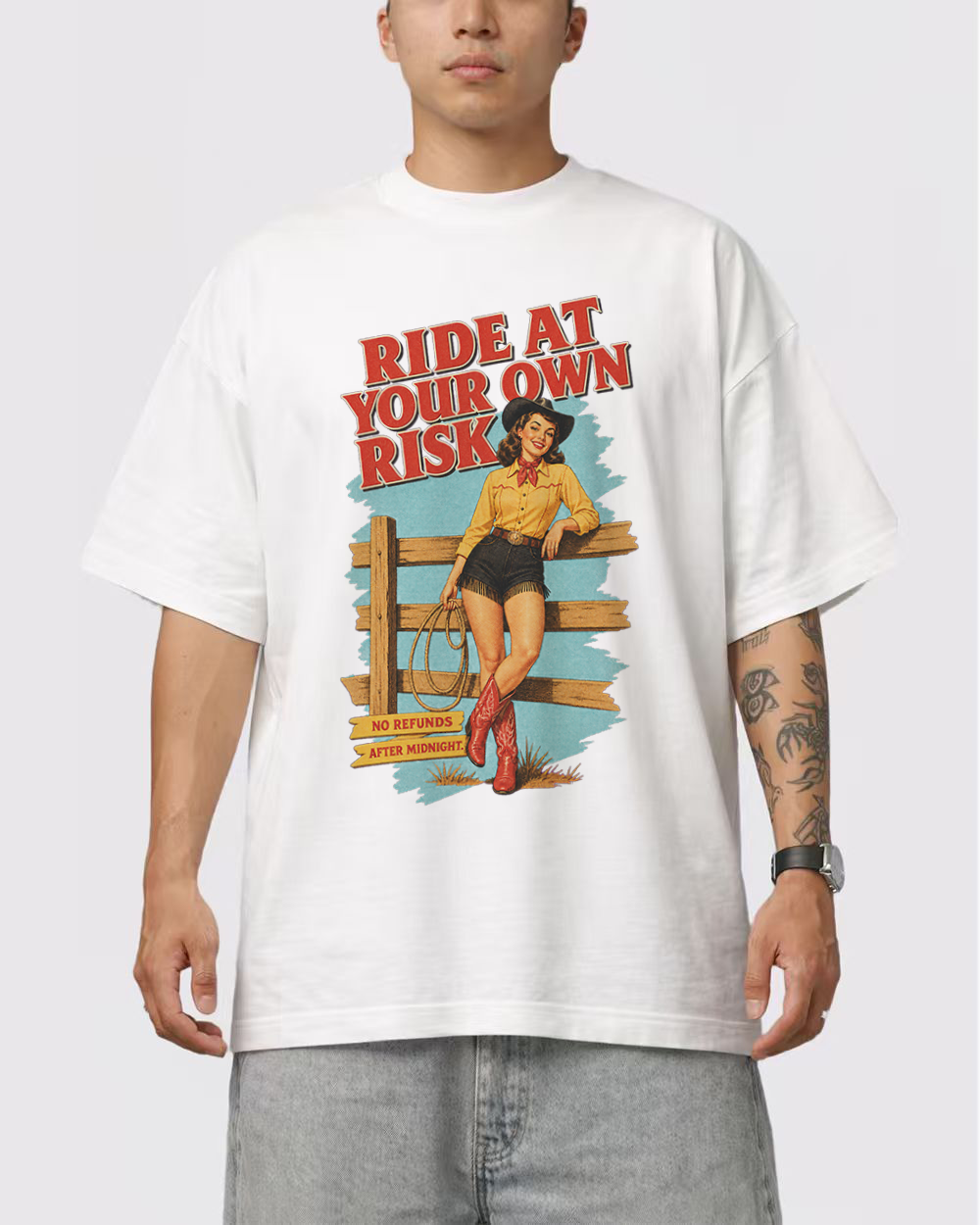 Ride At Your Own Risk Retro Graphic T-Shirt, primary front view, image 1