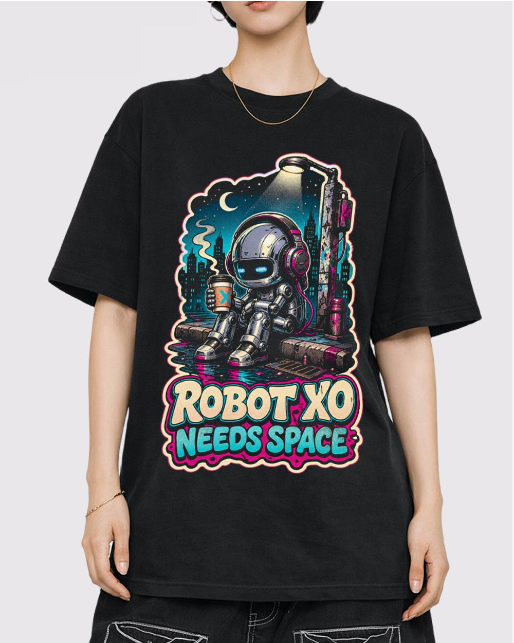 Robot Needs Space Gaming Graphic T-Shirt, primary front view, image 1