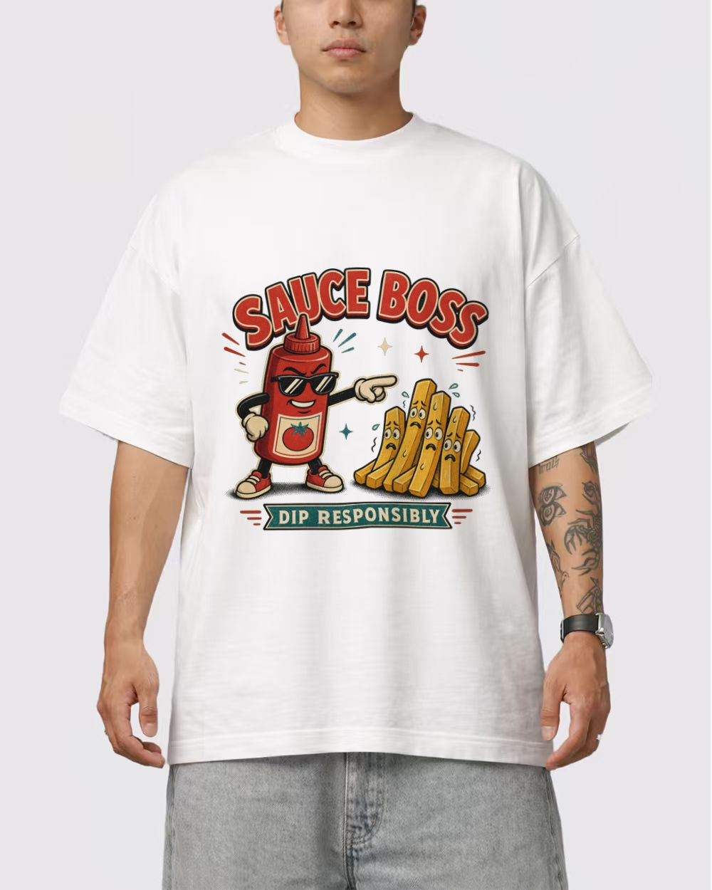 White Sauce Boss Food Graphic T-Shirt primary front view 1 image