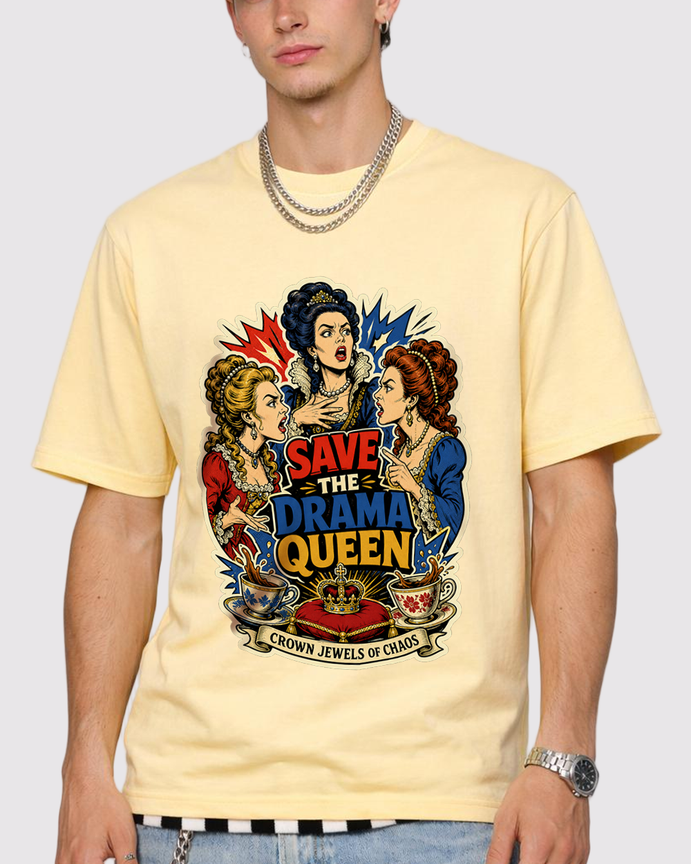 Save the Drama Queen Retro Graphic T-Shirt, primary front view, image 1