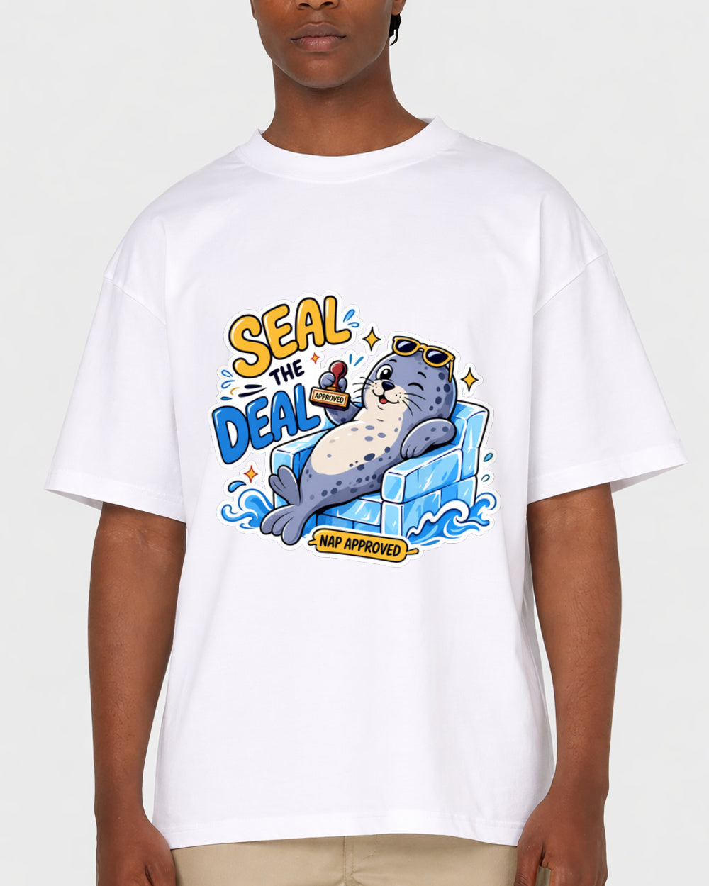 White Seal the Deal Seal Graphic T-Shirt primary front view 1 image