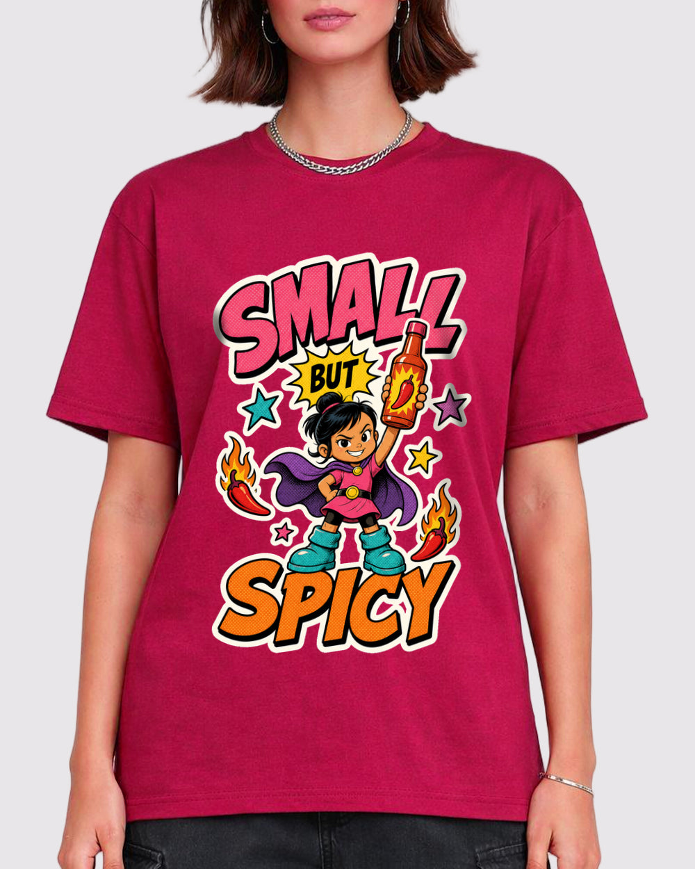 White Small but Spicy Graphic T-Shirt primary front view 1 image
