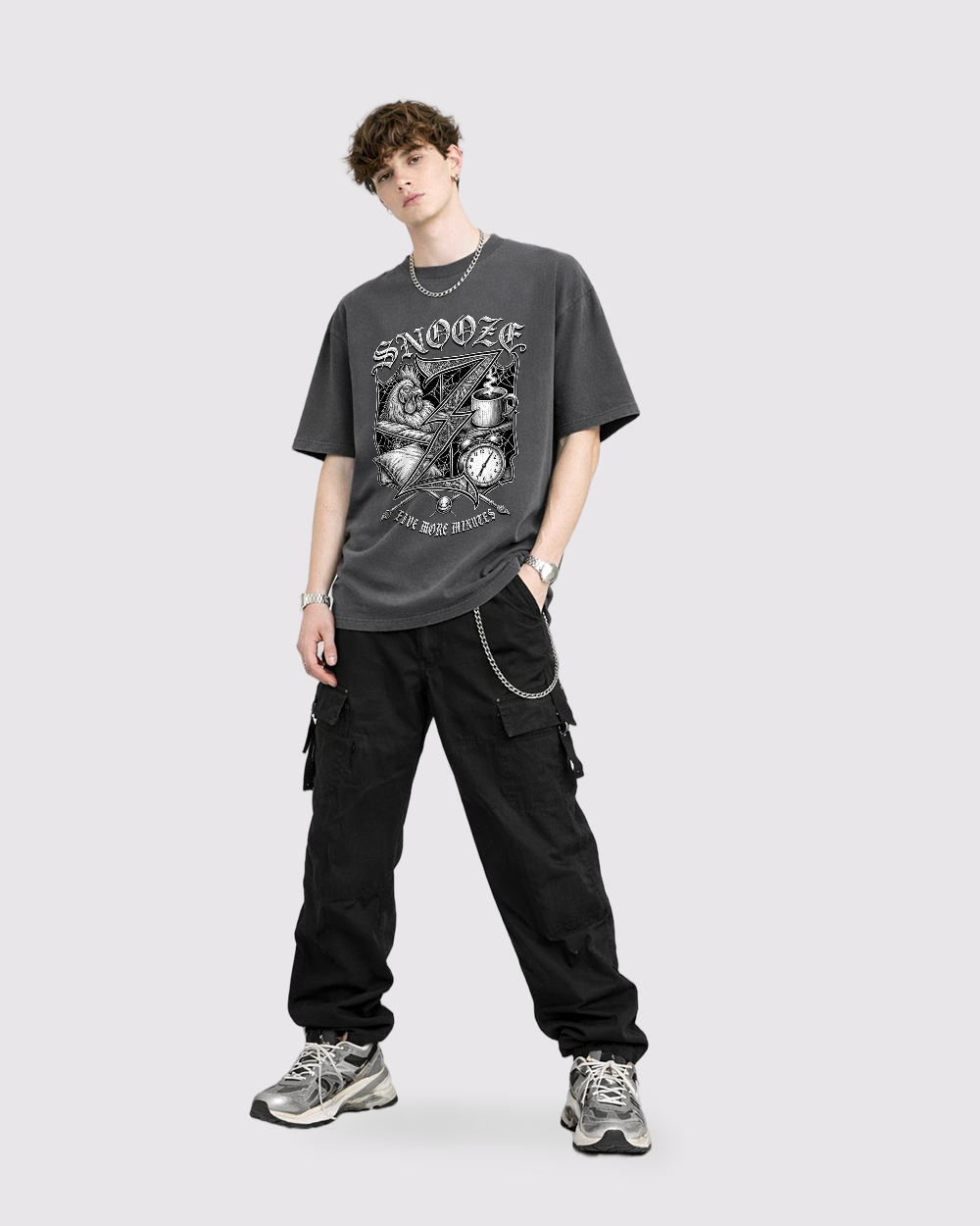 Snooze Retro Graphic T-Shirt, full body fit view, image 2