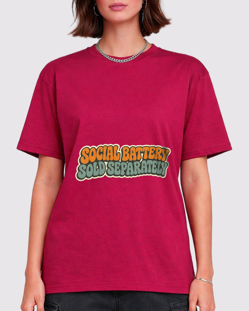Social Battery Sold Separately Pop Culture Graphic T-Shirt, primary front view, image 1