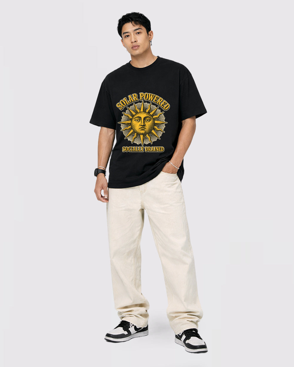 Socially Drained Nature Graphic T-Shirt, full body fit view, image 2