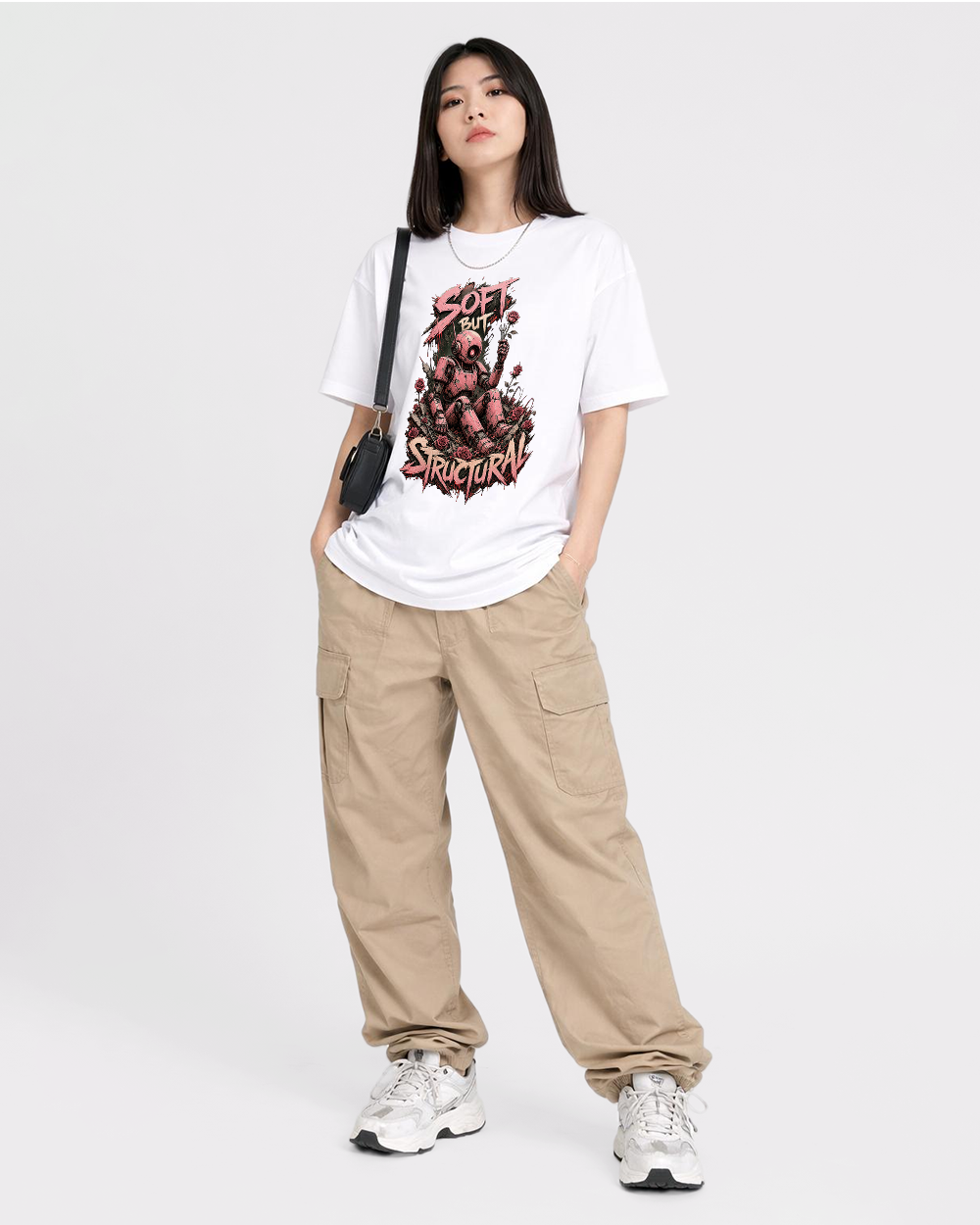 Soft But Structural Retro Graphic T-Shirt, full body fit view, image 2