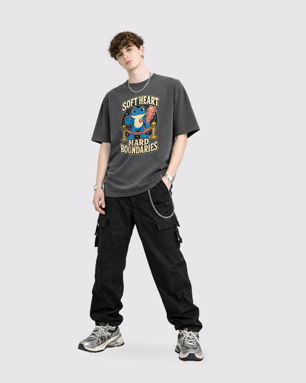 Soft Heart Hard Boundaries Animal Graphic T-Shirt, full body fit view, image 2