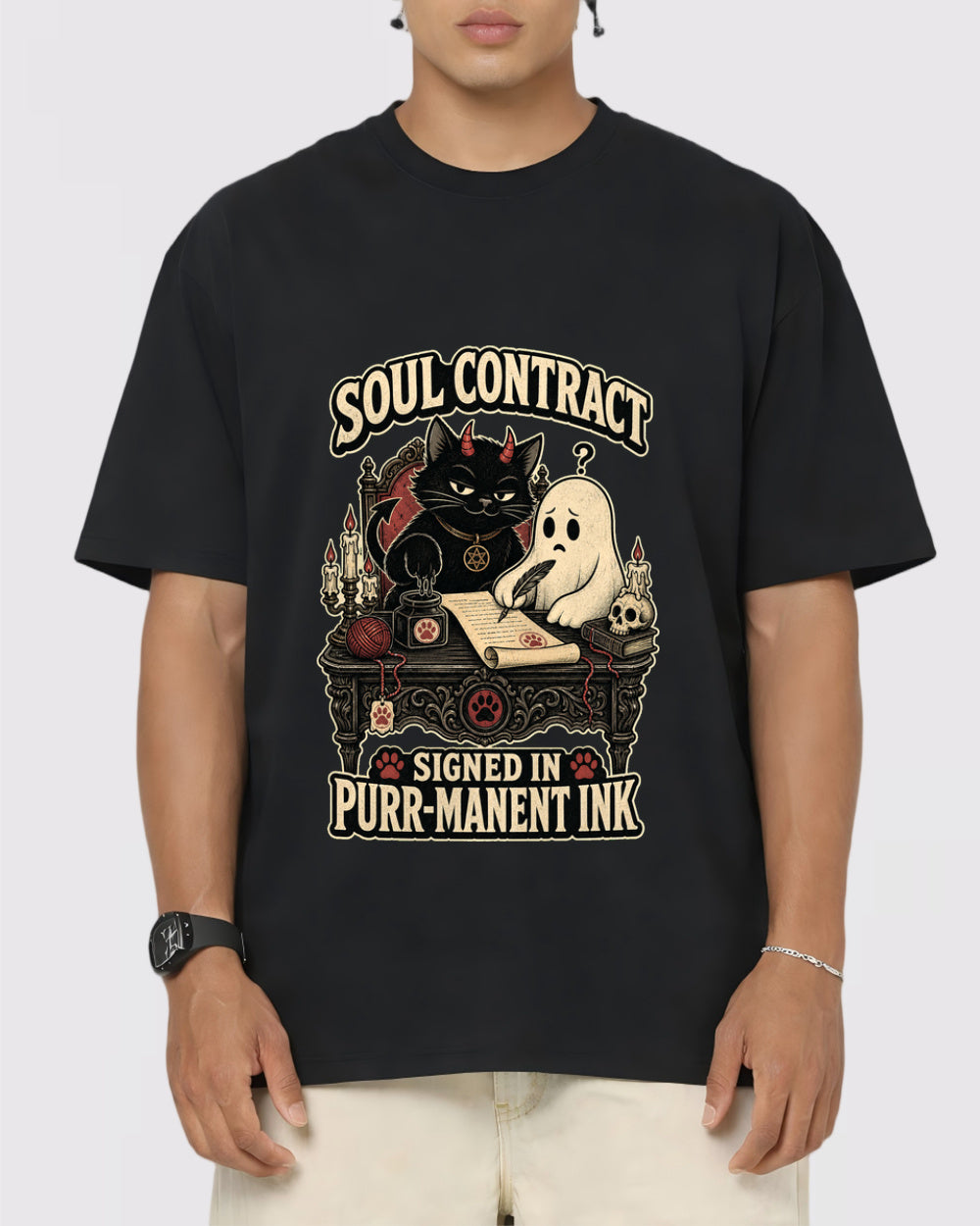 White Soul Contract Purple Ink Graphic T-Shirt primary front view 1 image