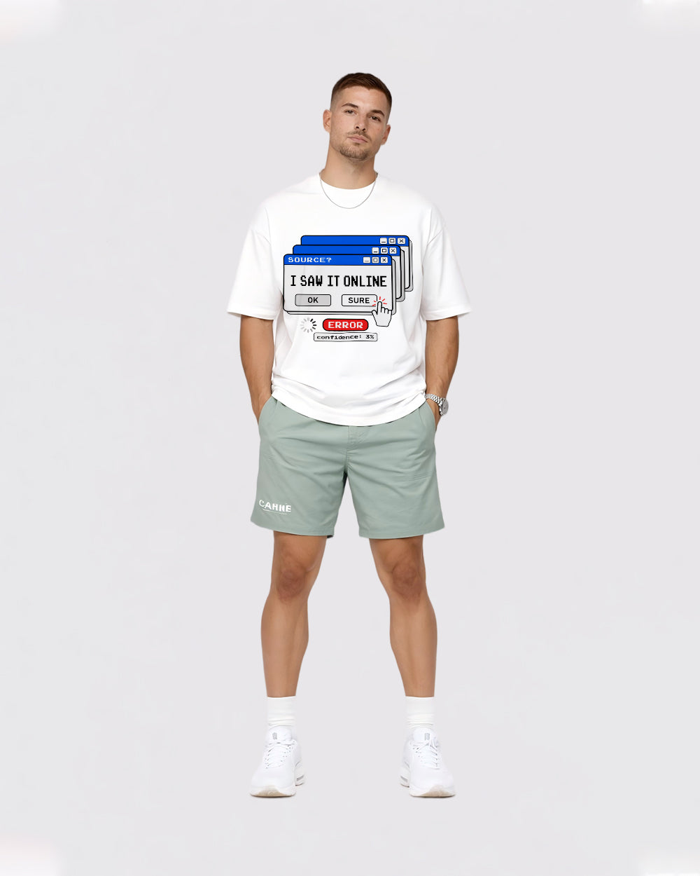 Source: I Saw It Online Funny Graphic T-Shirt, full body fit view, image 2