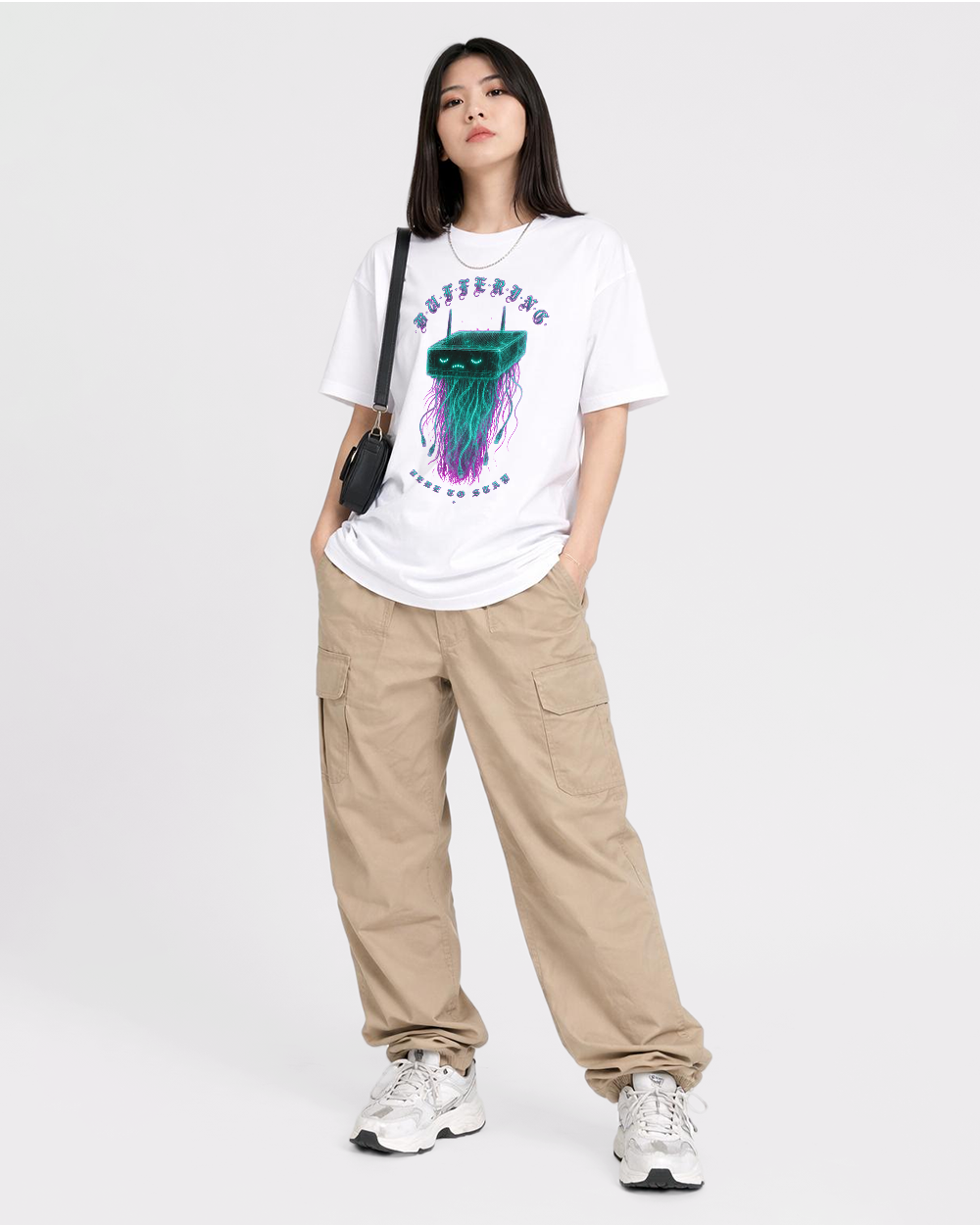 Spaced Out Retro Graphic T-Shirt, full body fit view, image 2