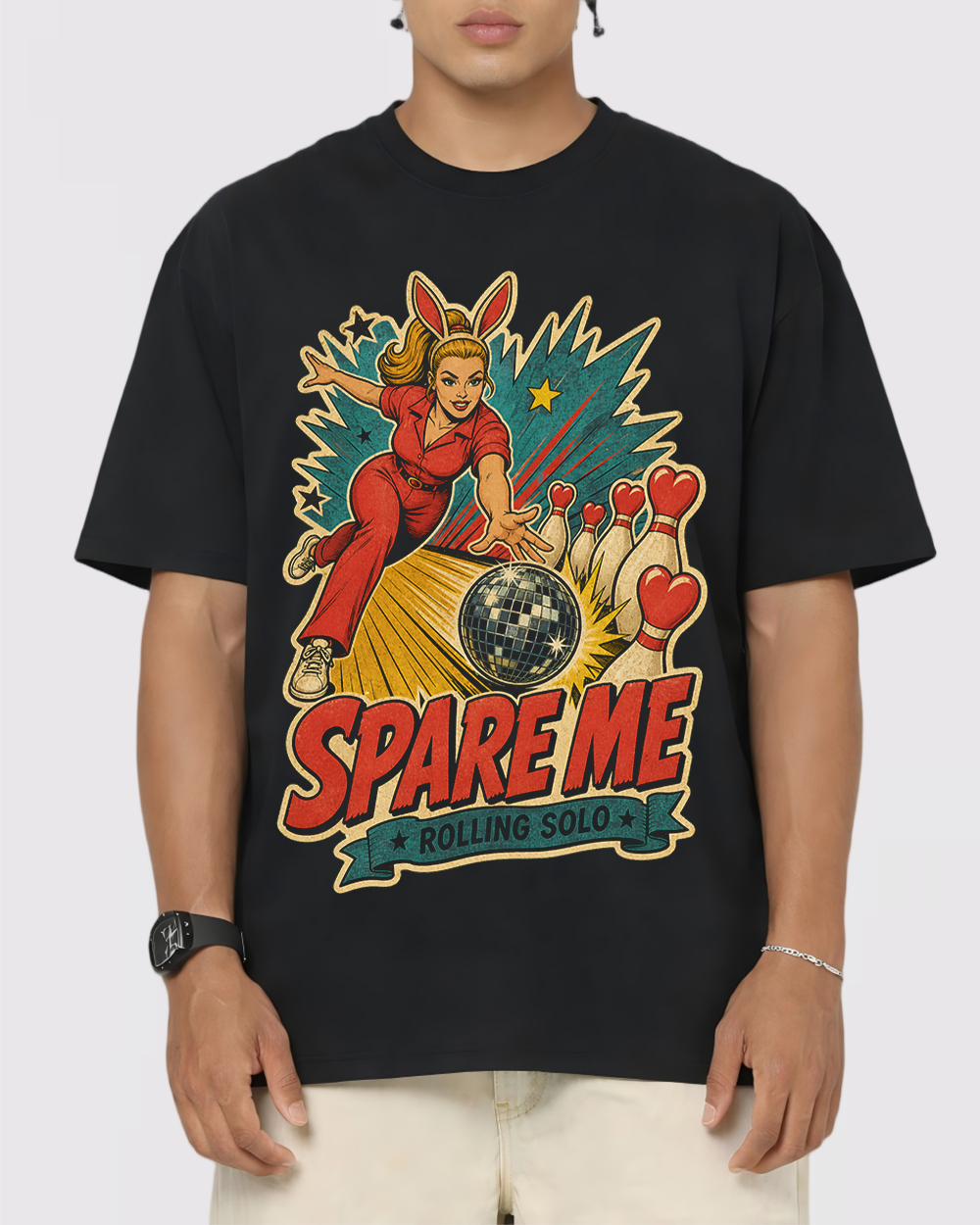 Spare Me Rolling Solo Retro Graphic T-Shirt, primary front view, image 1